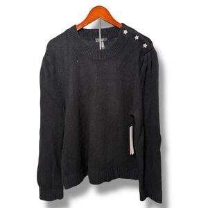 NEW Aqua Cashmere Sweater Women's XXL 100% Cashmere Soft Star Black